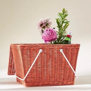 Anthropologie Olli Ella Piki French Style Rattan Picnic Travel Basket NWT NIB